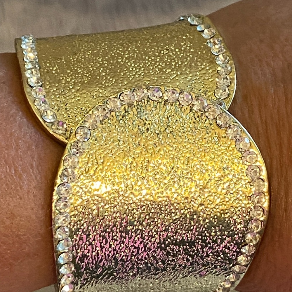 Rhinestone Buckle Cuff gold vintage